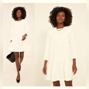 Tuckernuck NEW White Long Sleeve Drop Waist Timeless Pierce Mini Dress Size M